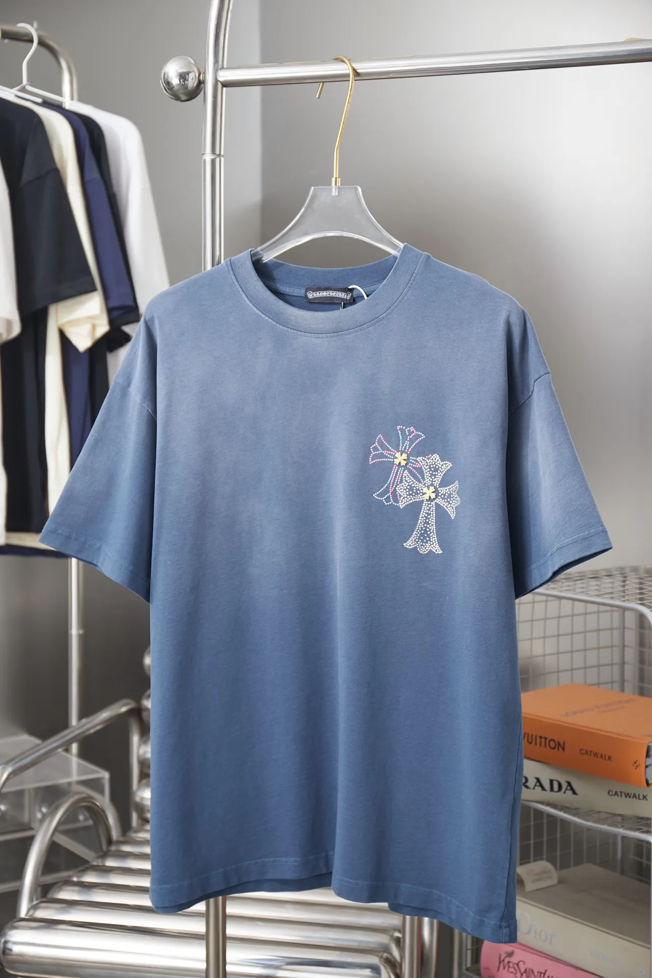 Ch*ome Hearte 26SS New Arrival logo 100% 32 1X 1 ：Black/White/Blue Size：S/M/L/XL
